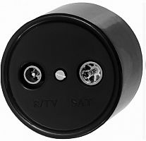 Розетка-ретро TV+R+SAT Проходная пластик Bironi Лизетта 2-м. черный картинка